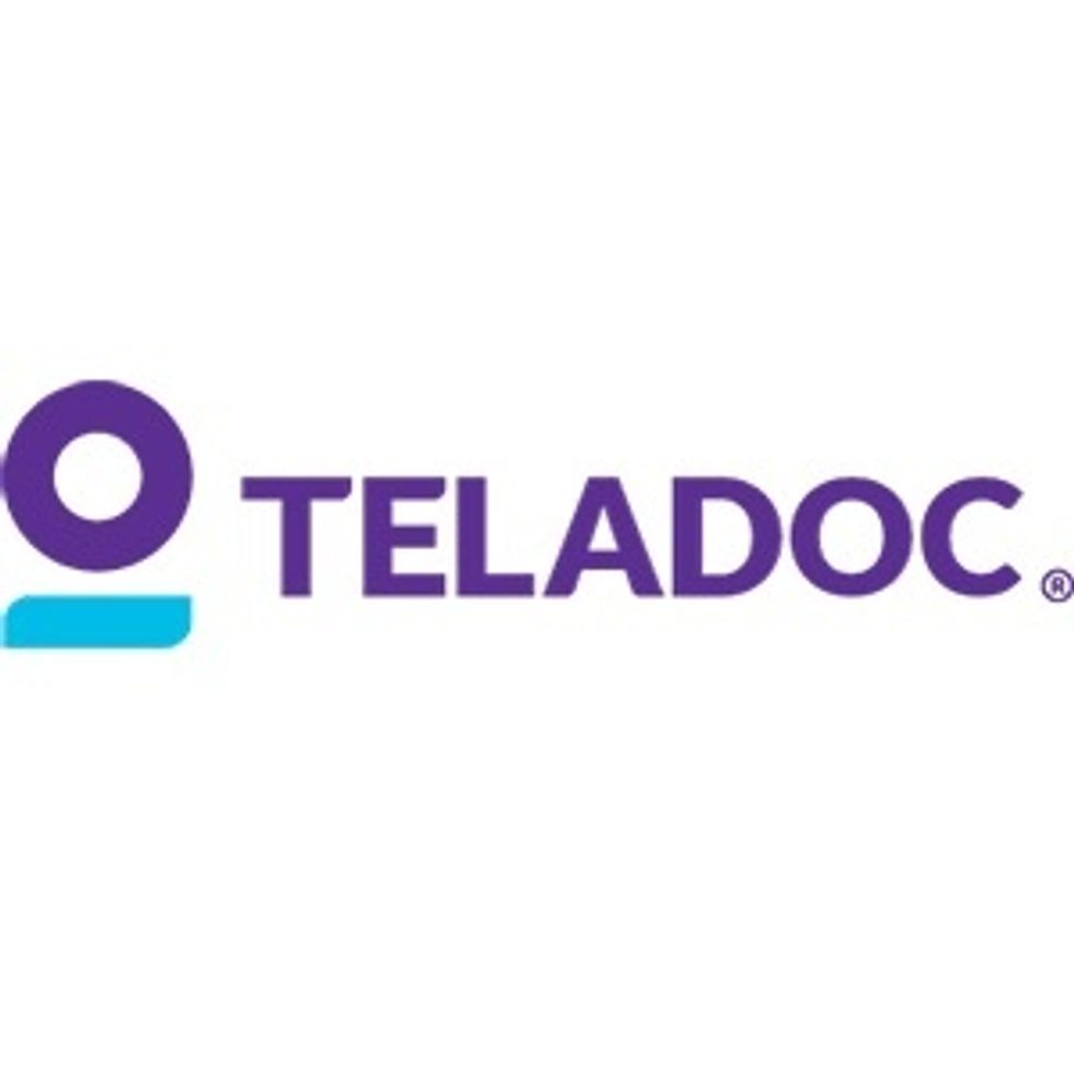 A purple and blue logo that reads "Teladoc"