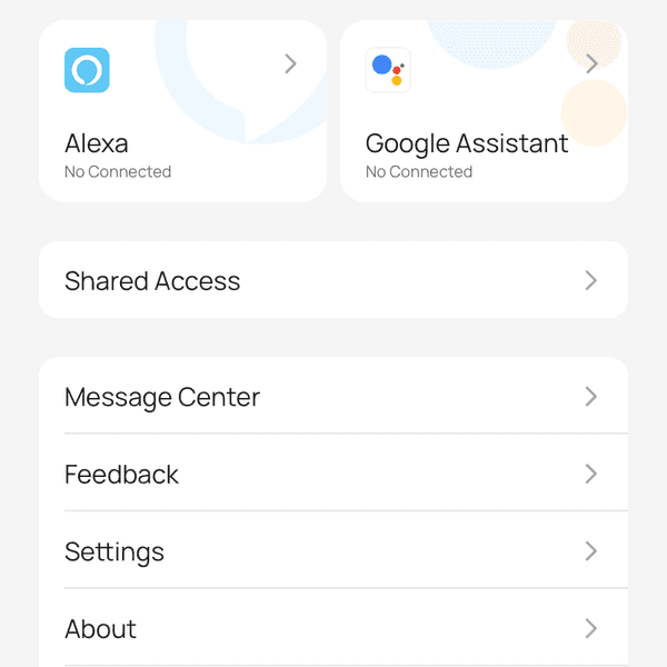 A screen shot of Google Assistant and Amazon Alexa integration set up in Dreo app