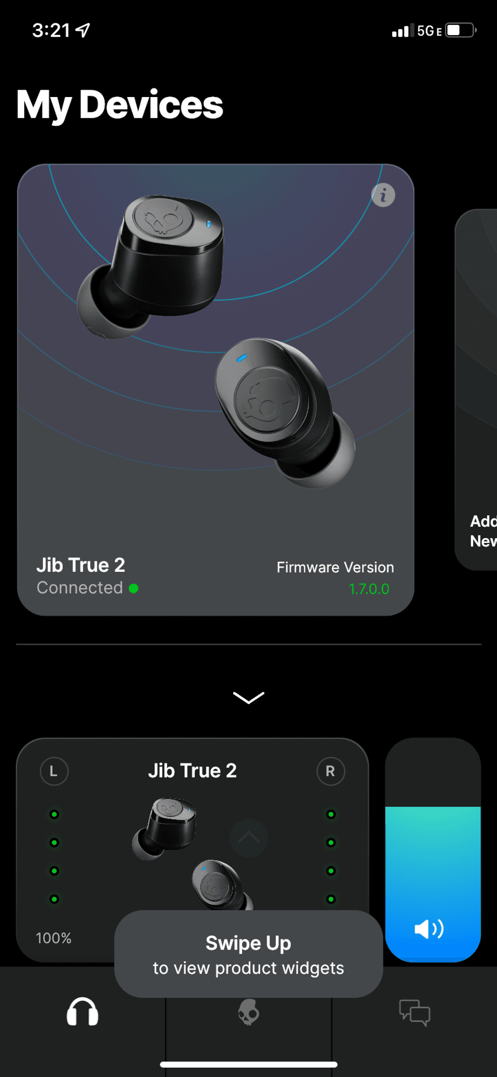 a screen shot of the home page of Skullcandy app