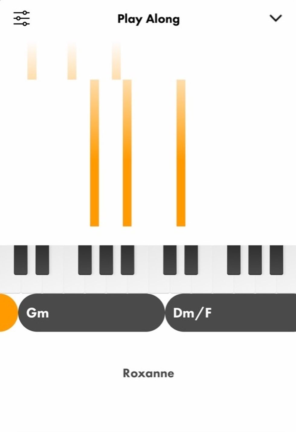 A screenshot from Fender Songs app