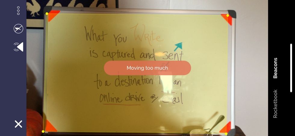 A screenshot from the Rocketbook app, reading, "Moving too much"