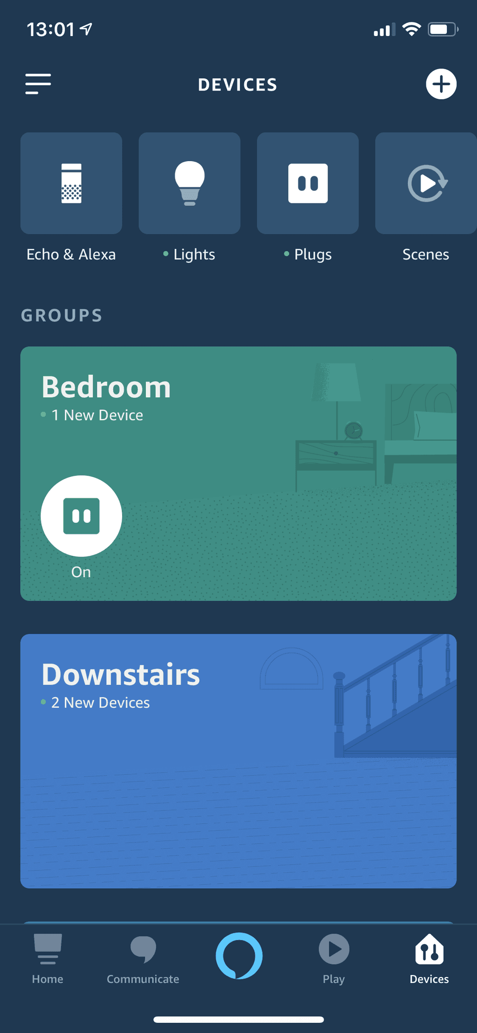 a screenshot of Alexa app showing the Device screen