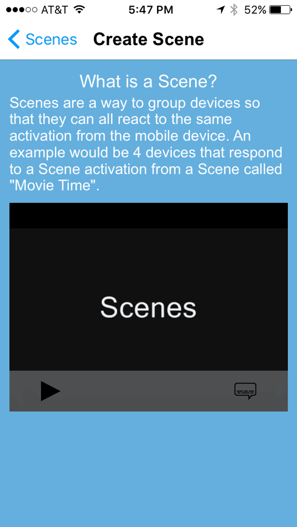 a screenshot of create a scene section in the Insteon app