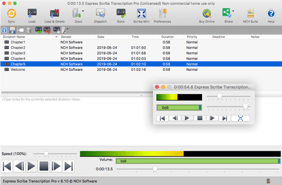 a screenshot of Express Scribe's dashboard