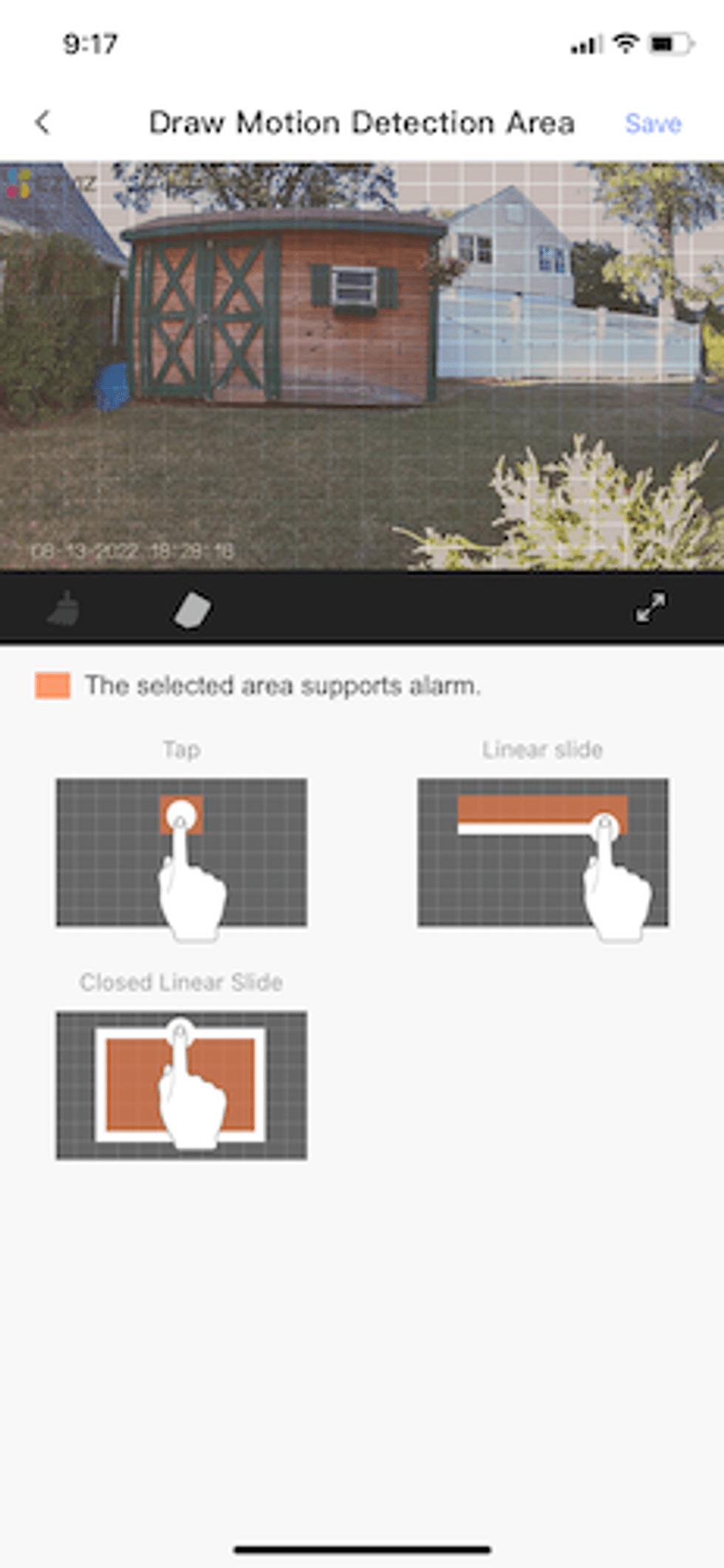 a screenshot of Ezviz app on how to draw detection areas in app