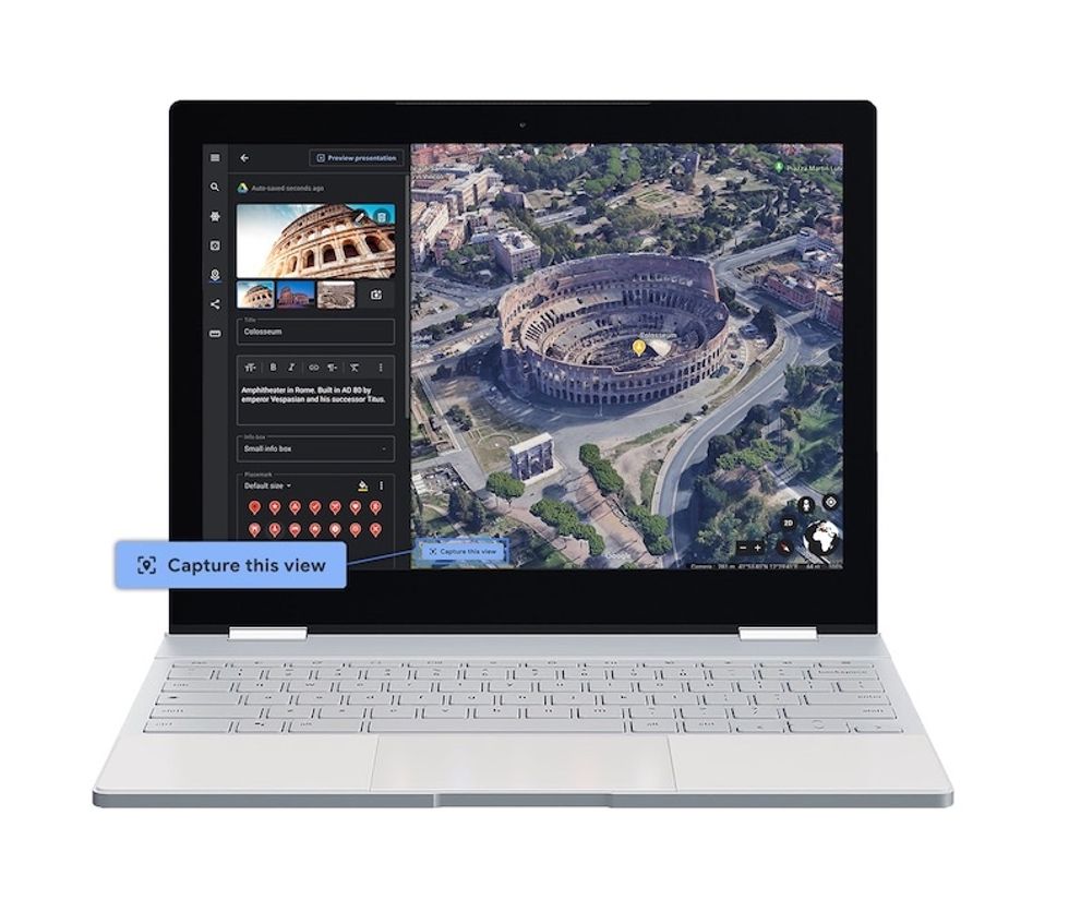 A screenshot of Google Earth with storytelling tools added