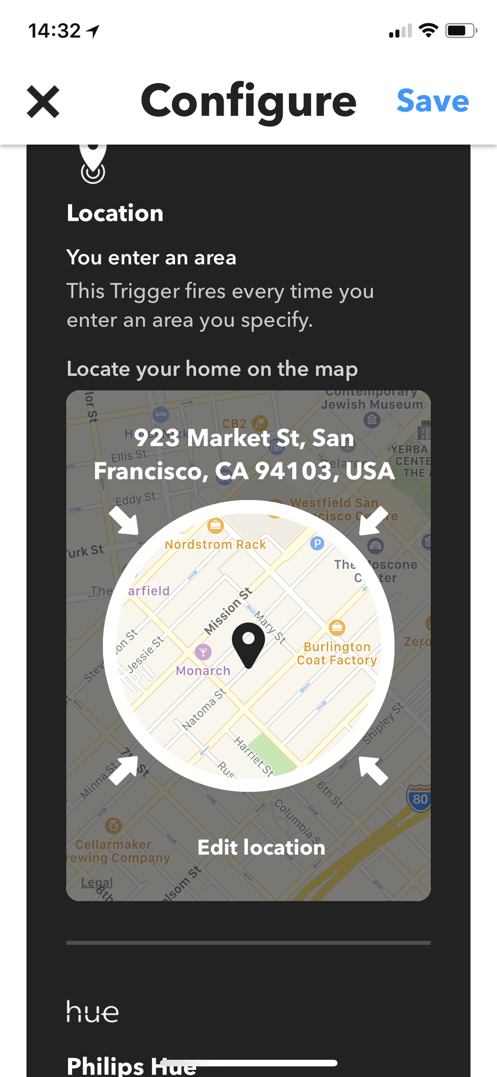 a screenshot of ifttt applet for Philips Hue