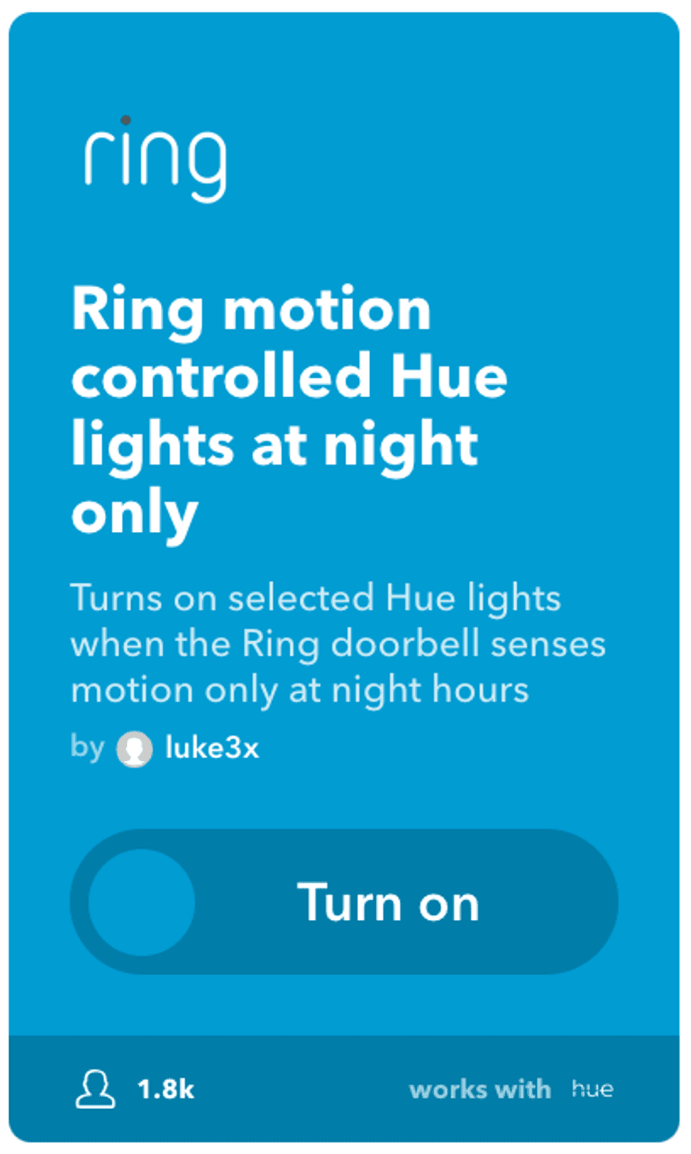 a screenshot of IFTTT applet of Switch on Hue lights when motion is detected
