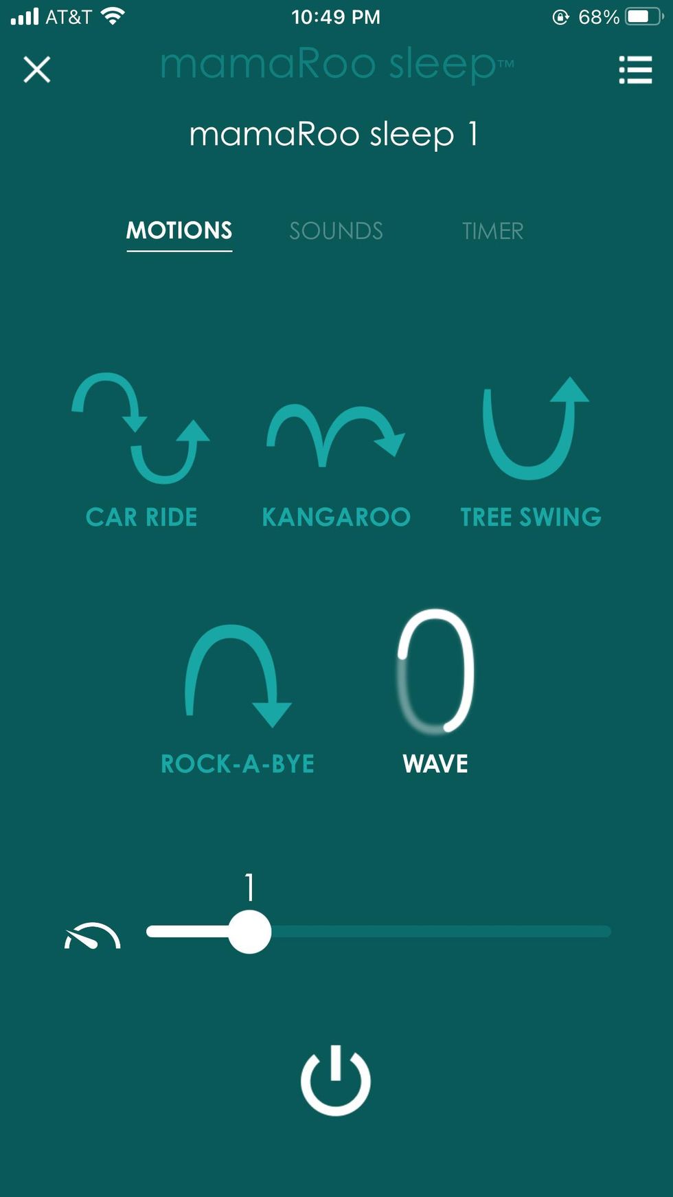 a screenshot of mamaroo app where you set up the movements of the sleep bassinet