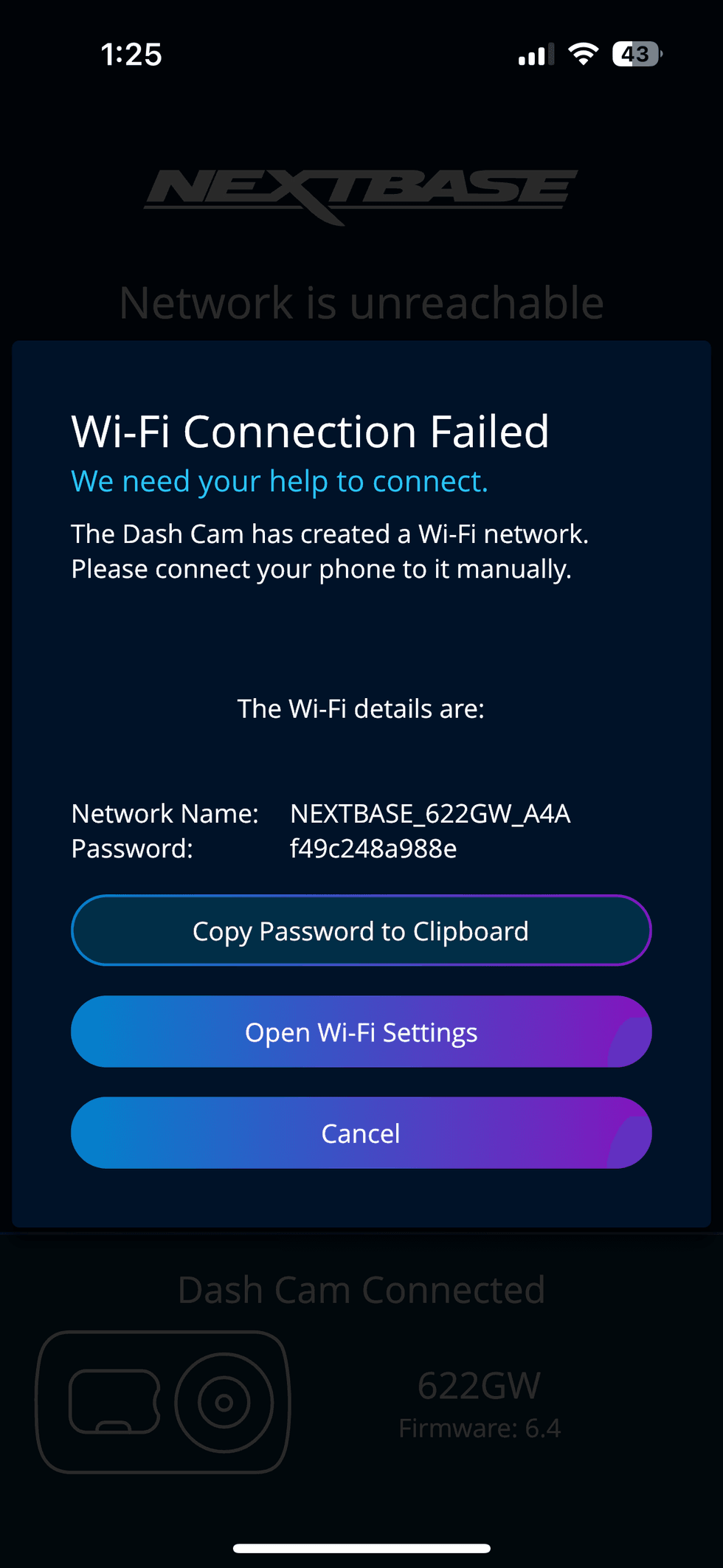 A screenshot of nextbase app