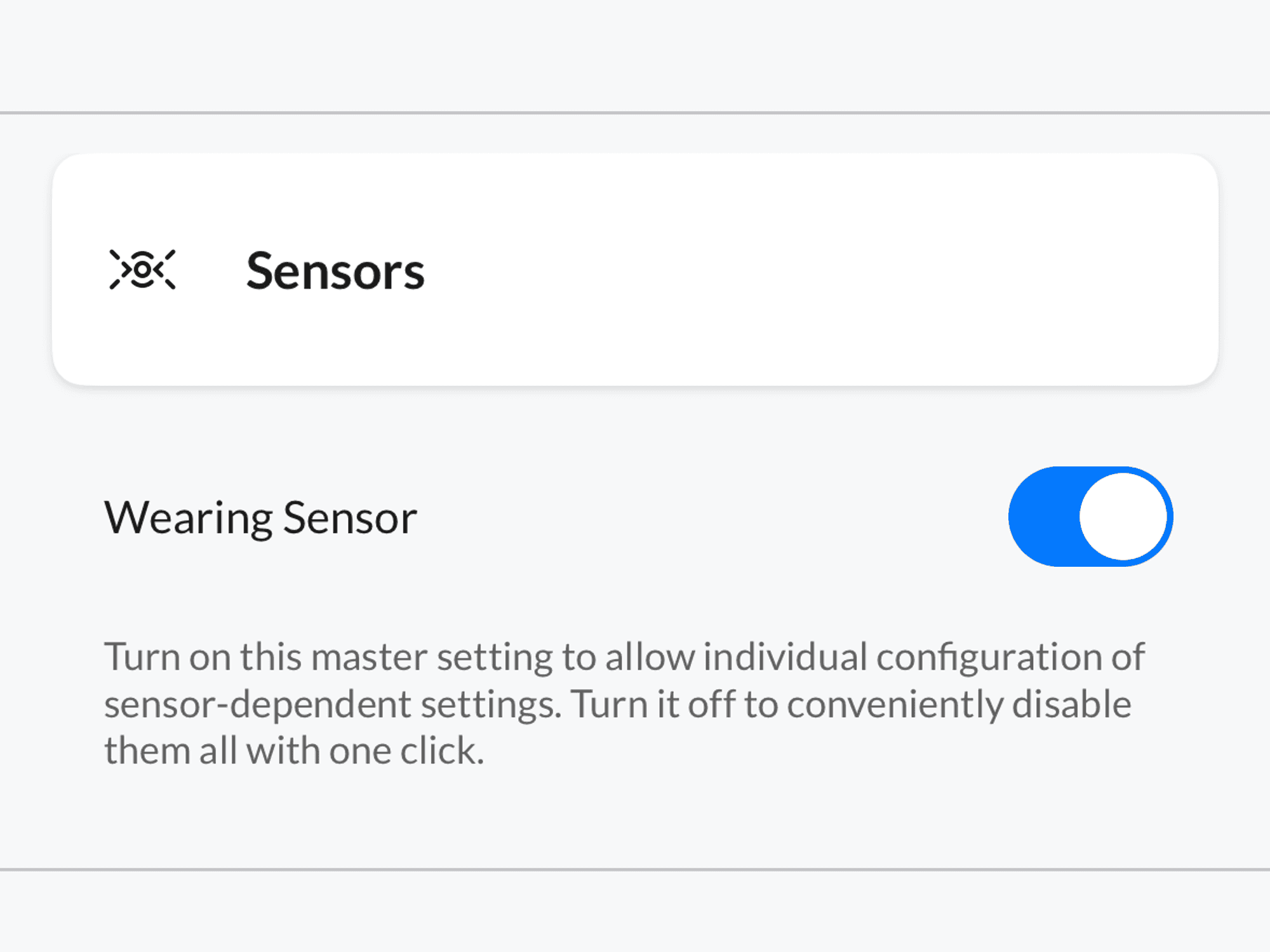 a screenshot of Smart Sensor settings in Poly app
