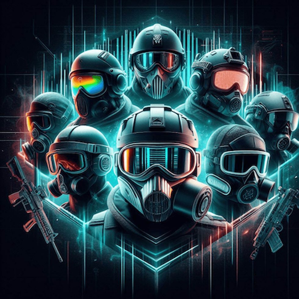 a screenshot of soldier's helmets from the Ubisoft Rainbow Six Siege video game