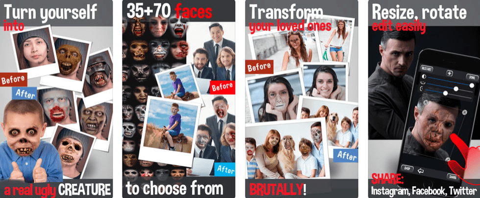 a screenshot of Zombie face app