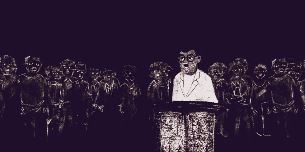 A still from "Accused No. 2: Walter Sisulu," which uses virtual reality to seat you in the middle of Sisulu's trial\u200b