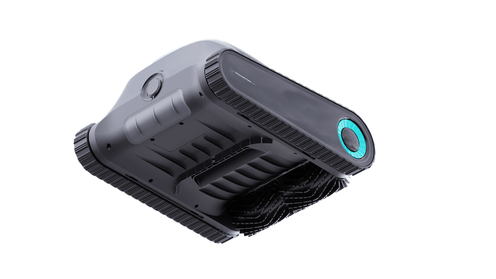 a view of the botton of the Aiper Scuba S1 Cordless Robotic Pool Cleaner showing its rotating brush