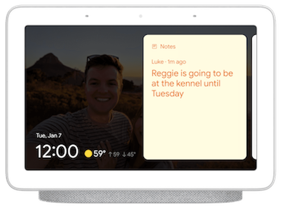 A visual Sticky Note on a Google Assistant-enabled display