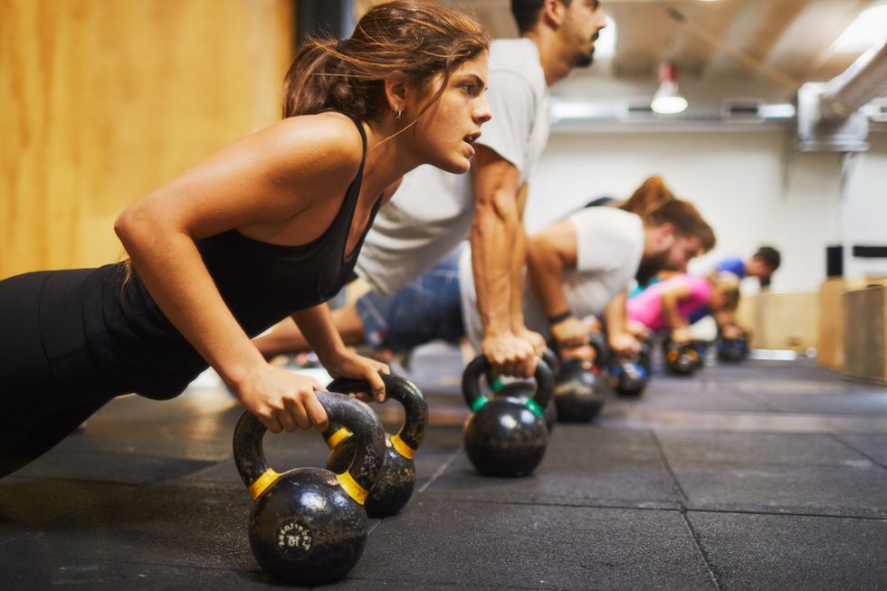 a woman working out in the gym
