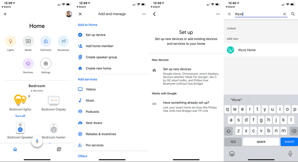 Adding a Wyze camera to Google Home