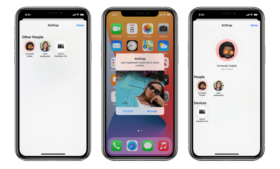 AirDrop on an iPhone