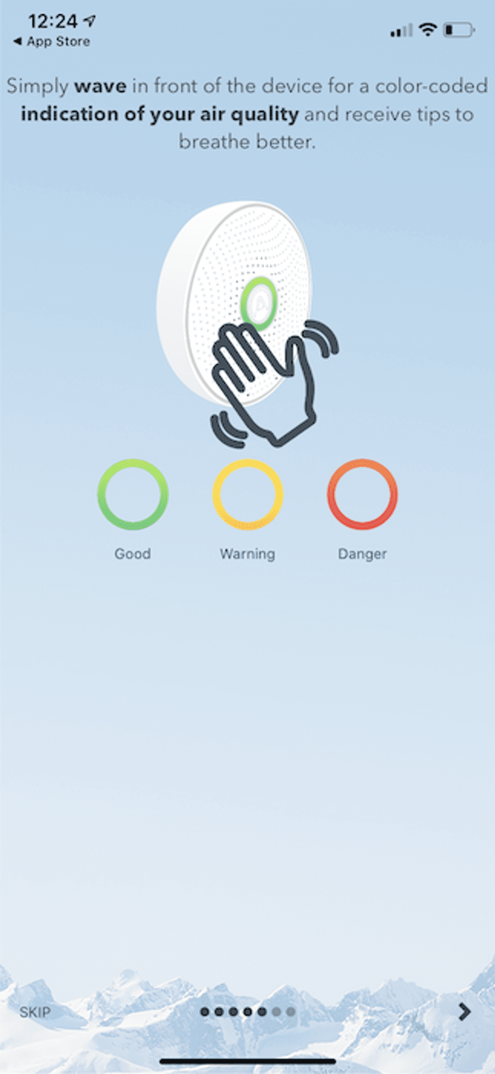 airthings app showing how to activiate readings on your wave miniuast