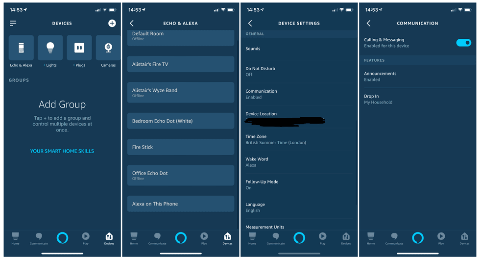 Alexa Announcements settings