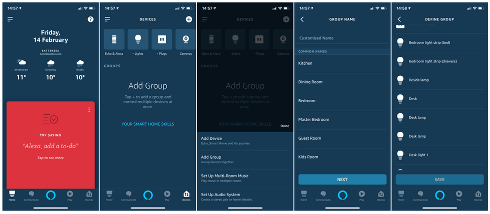 Alexa app smart home group