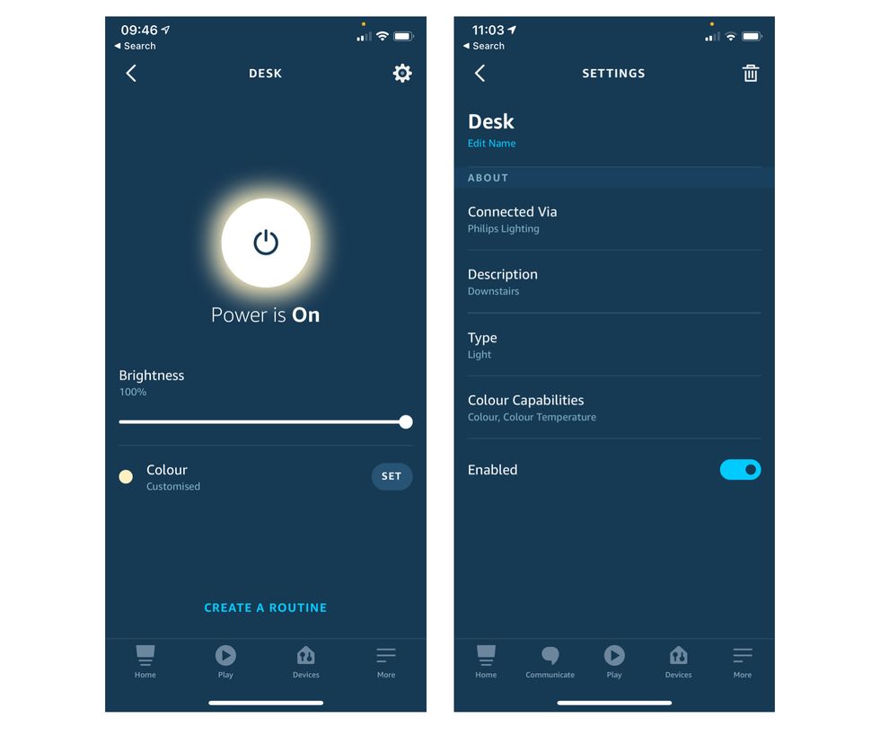 Alexa app smart light control