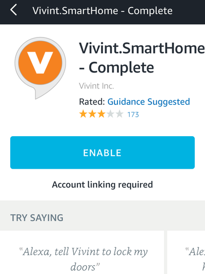 Vivint Smart Home Skill for Amazon Alexa.