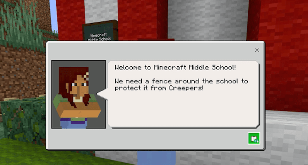 An example of on-screen text in Minecraft: Education Edition that can now use Immersive Reader