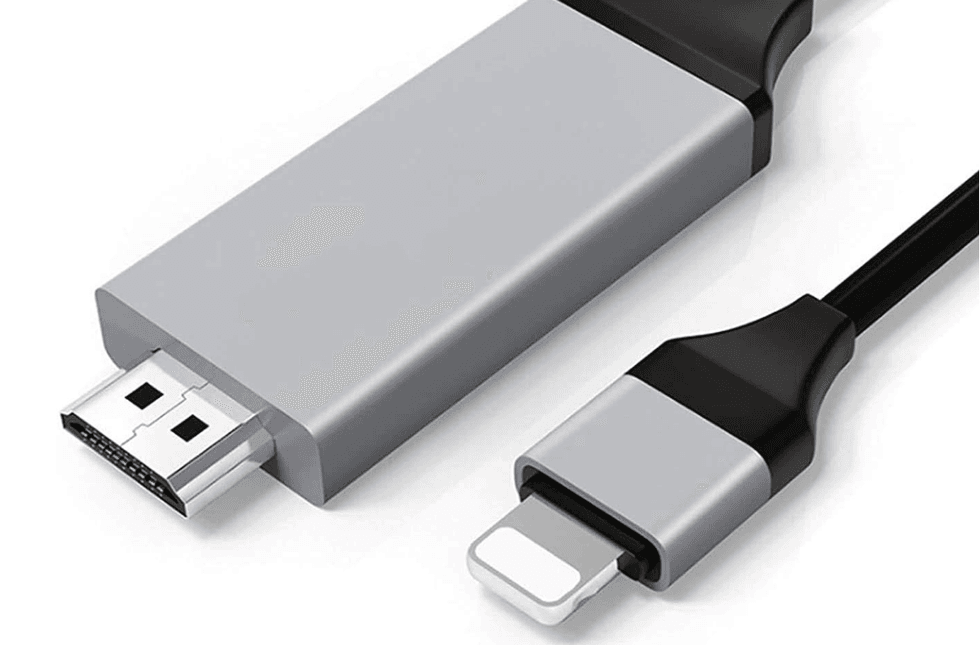 An HDMI cable for connecting an iPhone to a television