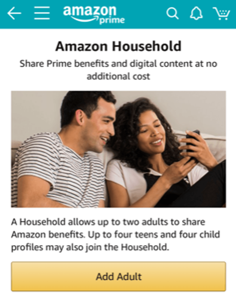 An image of the Amazon Household feature in the Amazon app