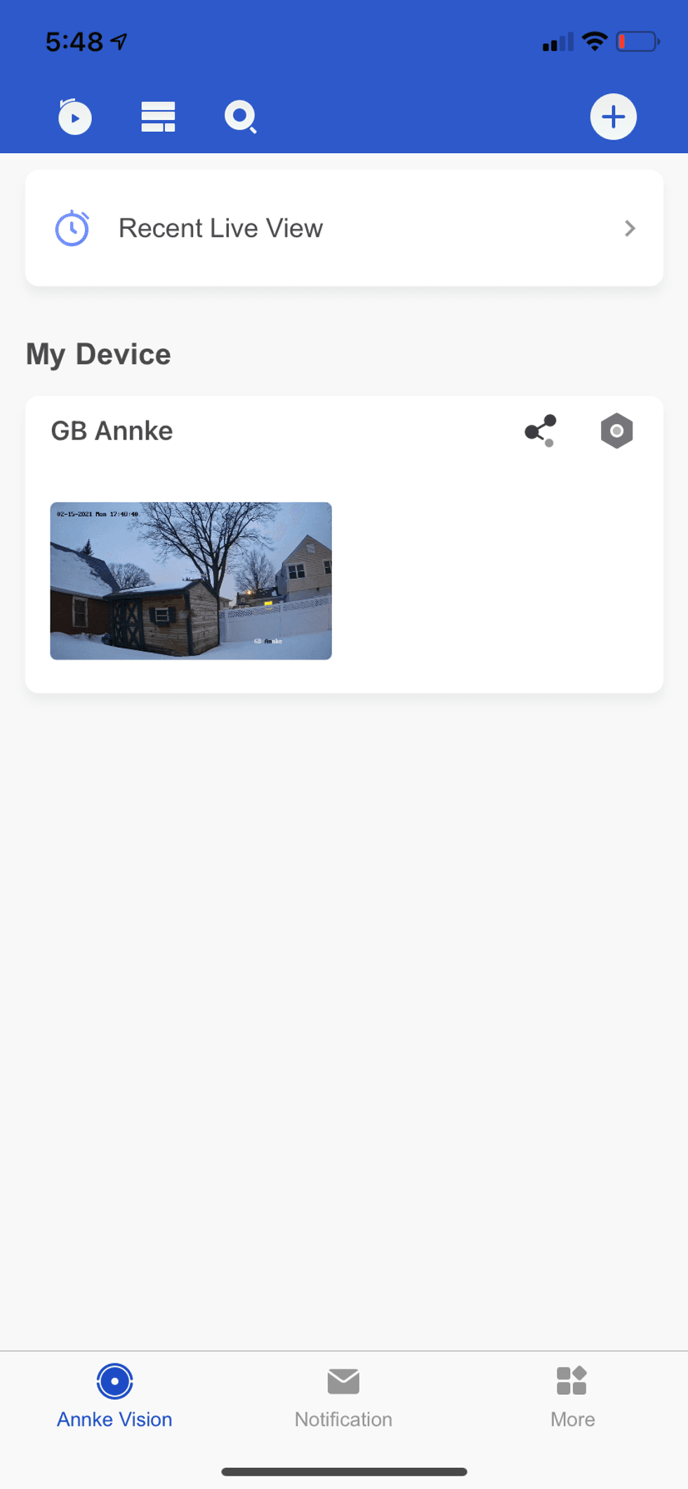 Annke dashboard in app