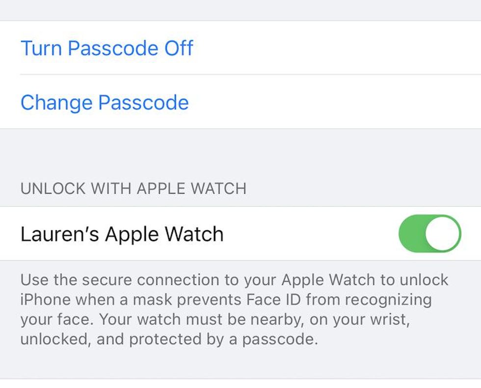 Apple iPhone setting for turn Apple Watch into key