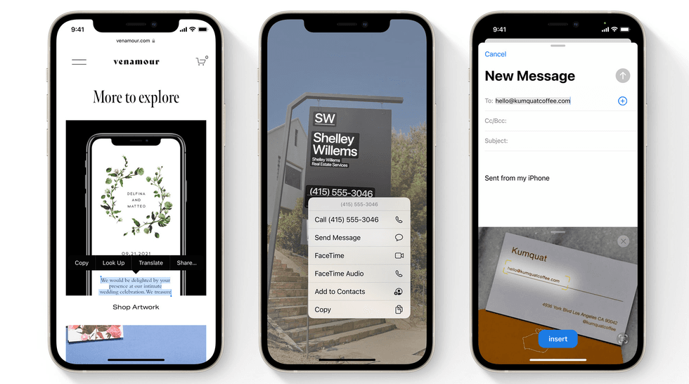 Apple Live Text in iOS 15