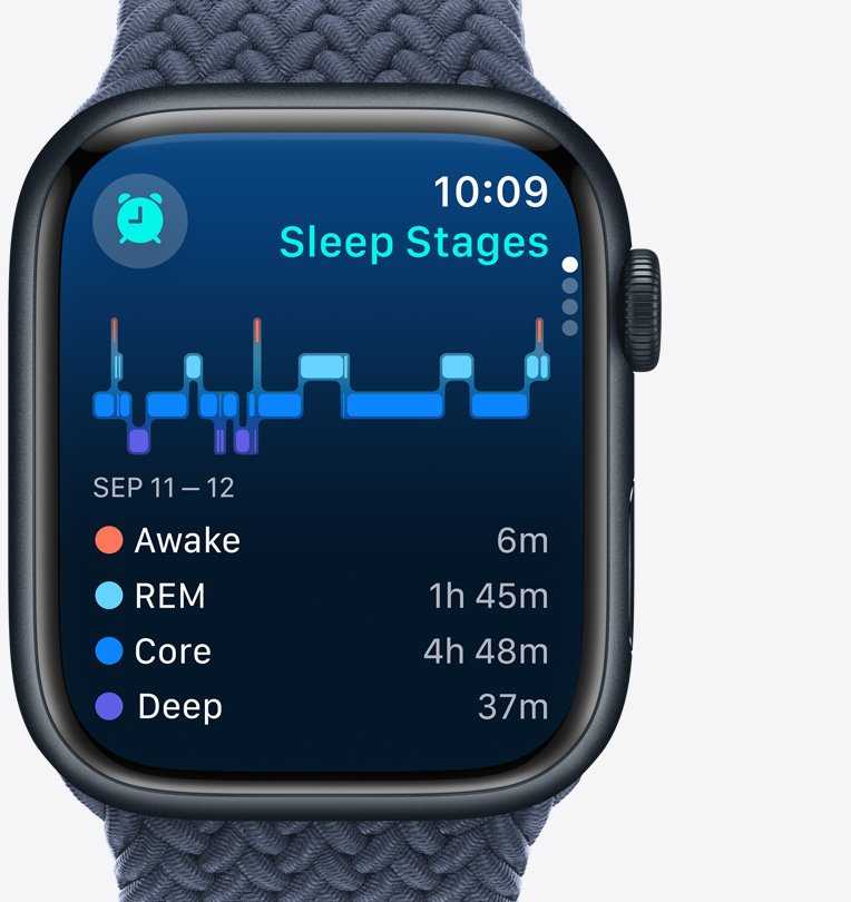 apple watch 9 showing sleep trackiing on its display
