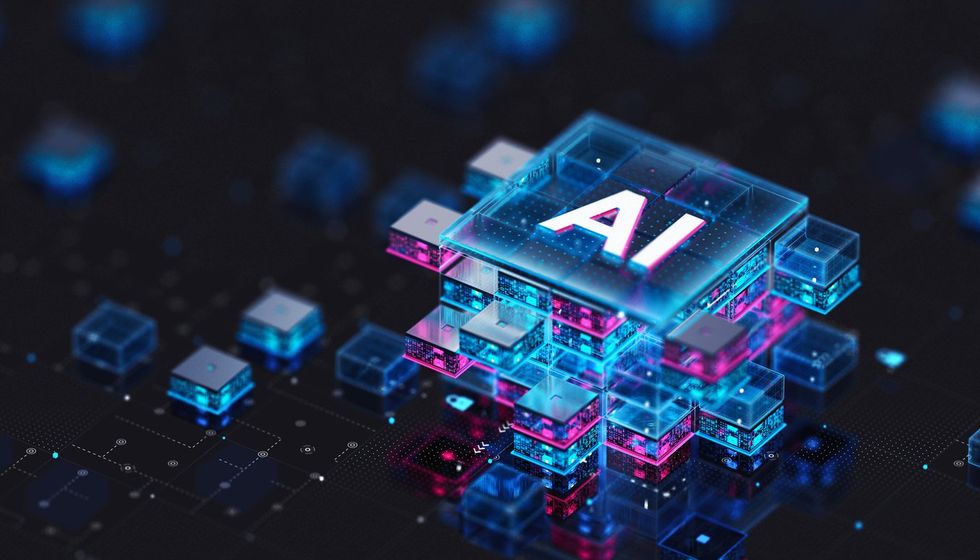 Artificial Intelligence Processor Concept. AI Big Data Array stock photo