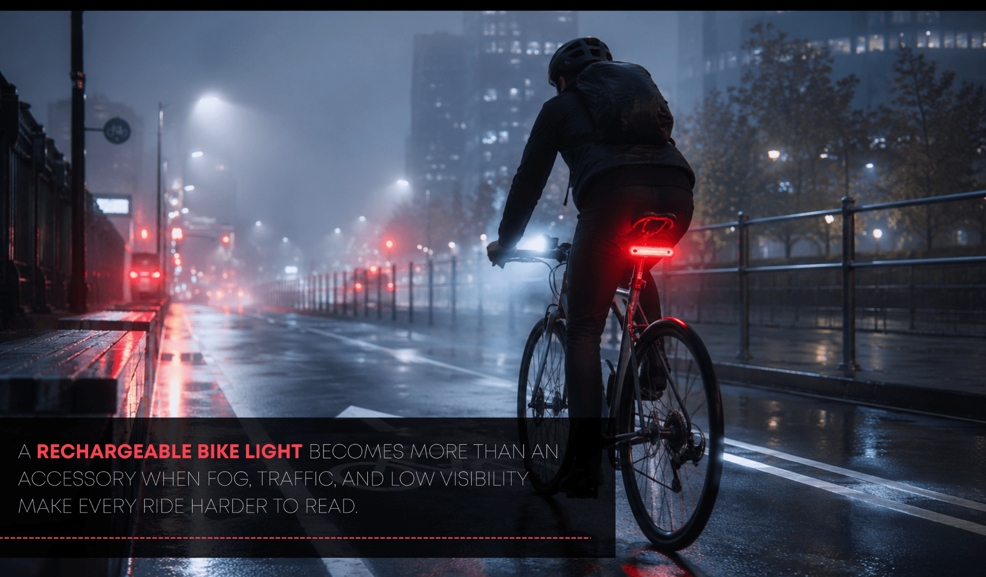 photo of a person riding an ebike on a street at night.