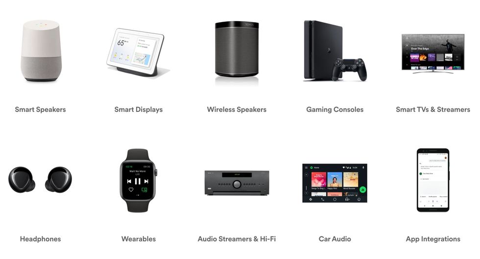 Categories of device that Spotify works with