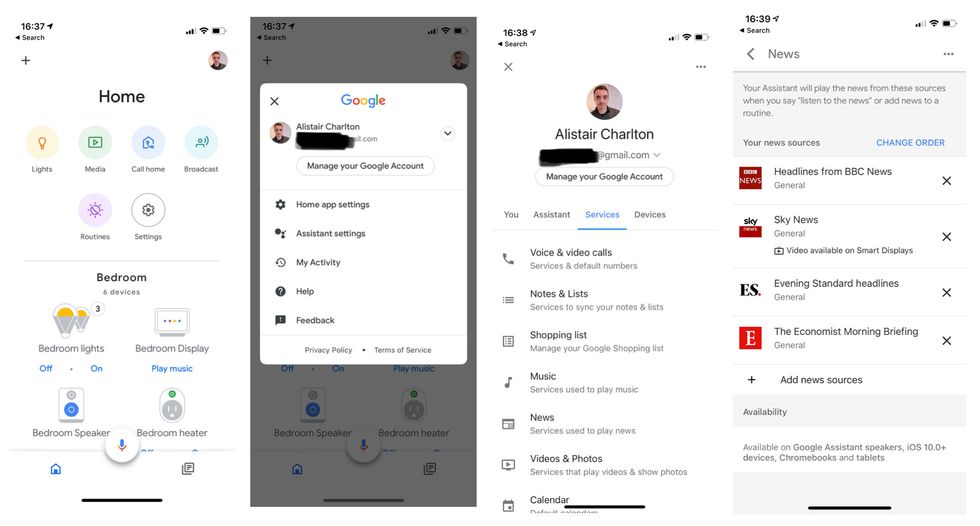 Changing news sources of Google Assistant