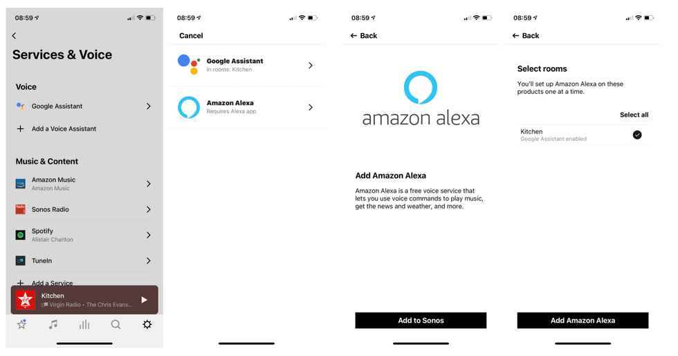 Changing the voice assistant of a Sonos speaker