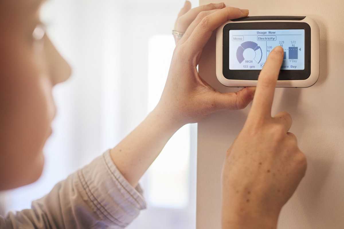 Checking energy consumption stock photo