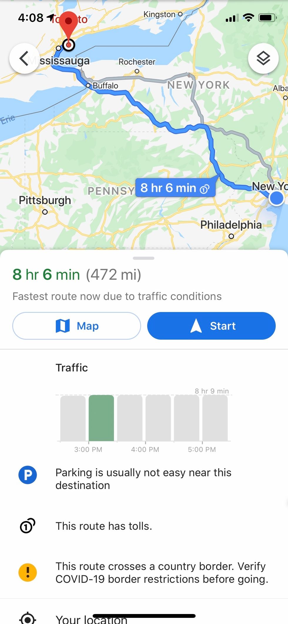 Covid-19 warning Google Maps