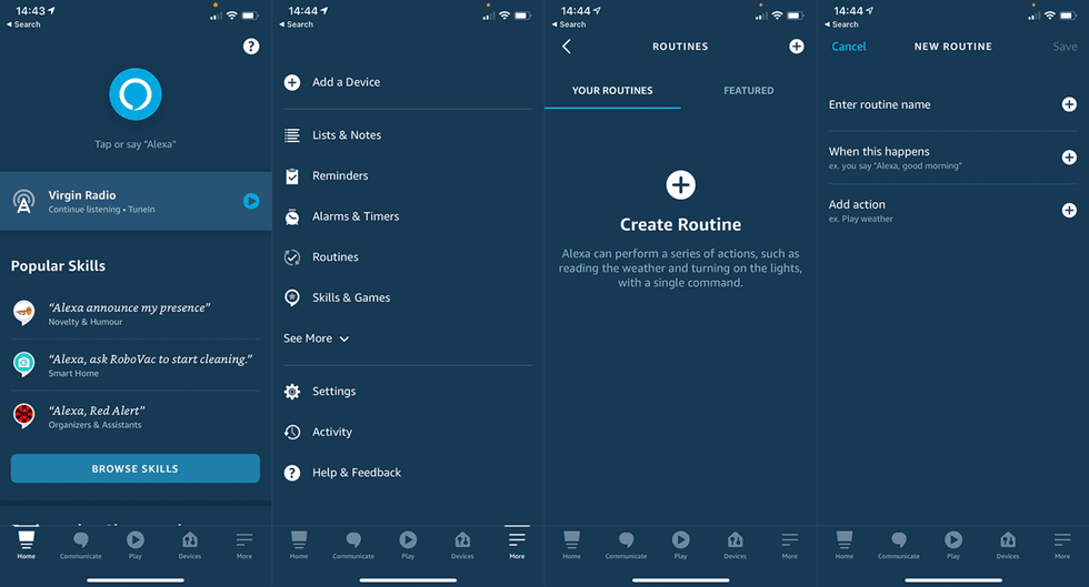 Creating a routine with the Alexa app