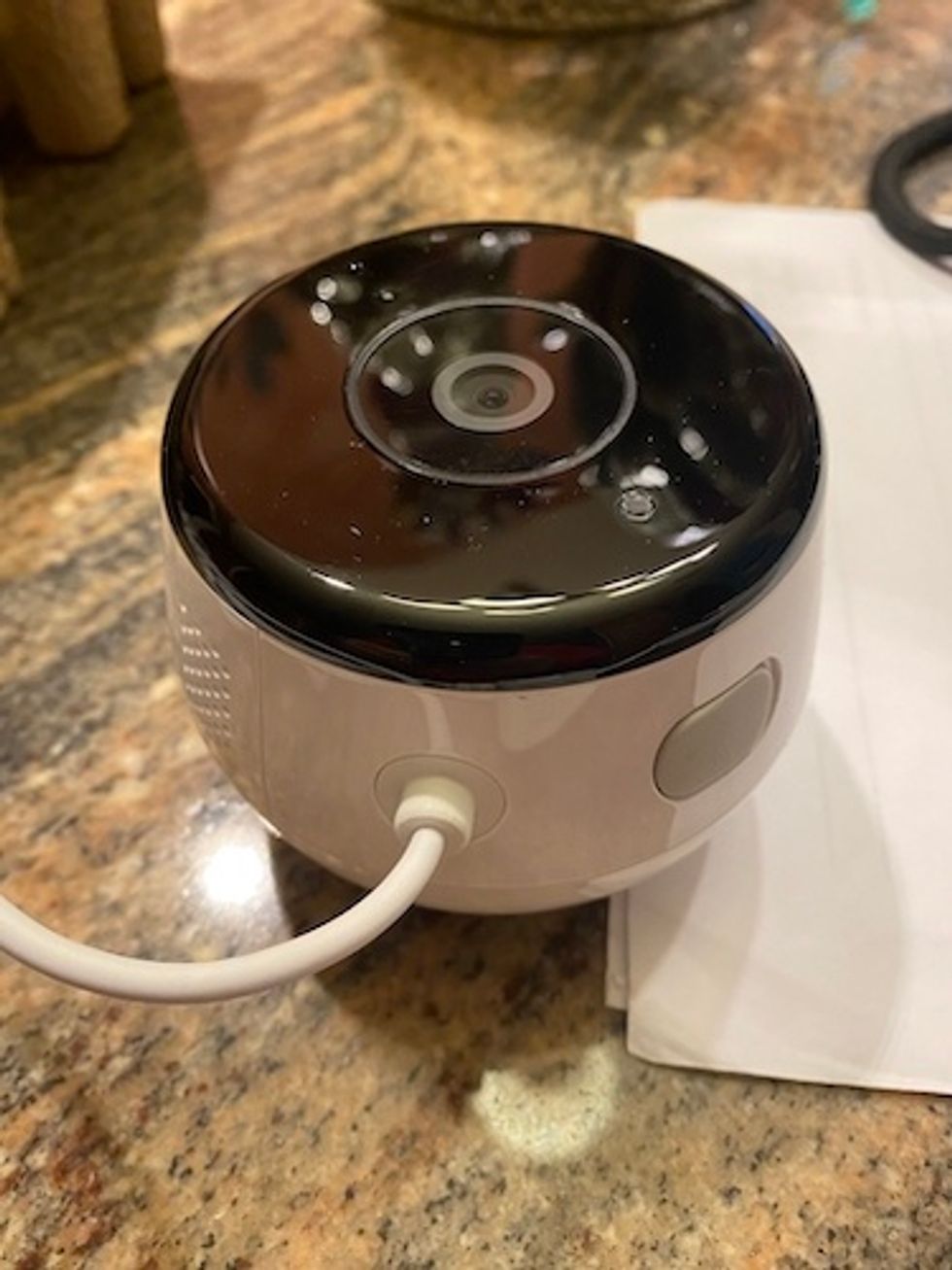 D-Link camera on counter is wired powered