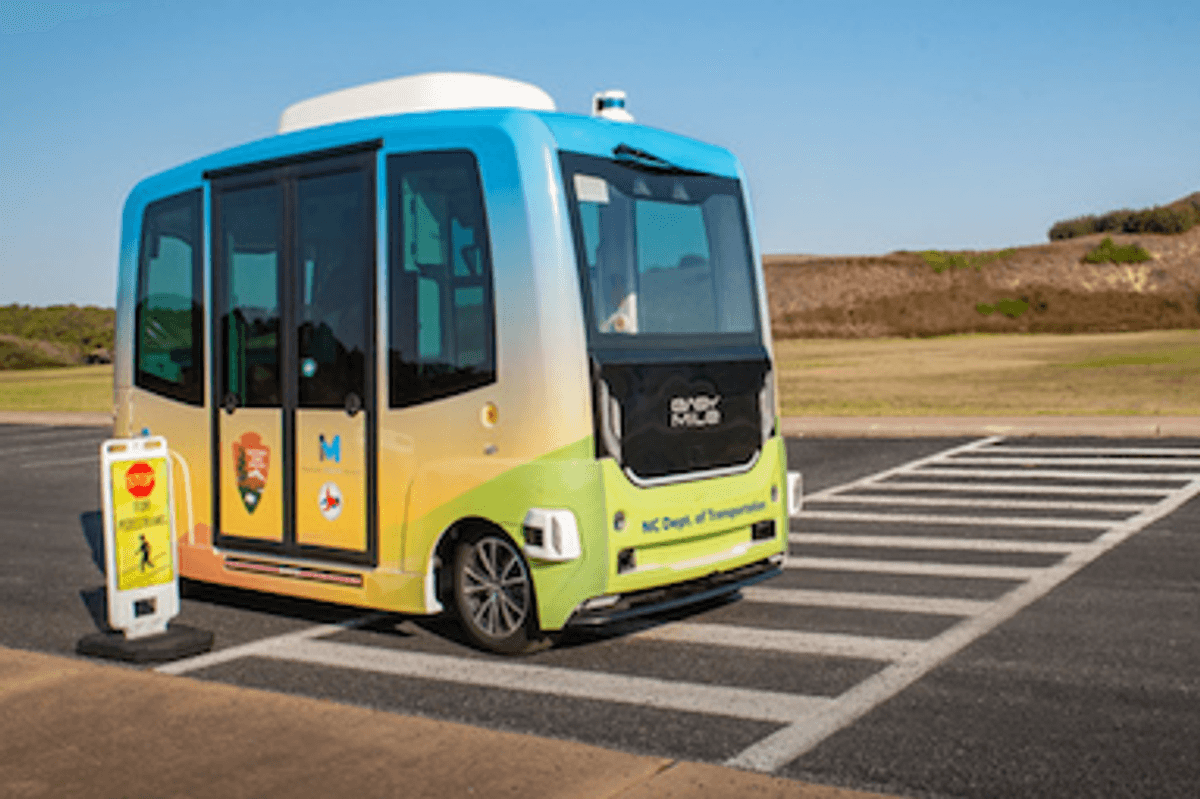 Driverless bus at the Wright Brothers National Memorial