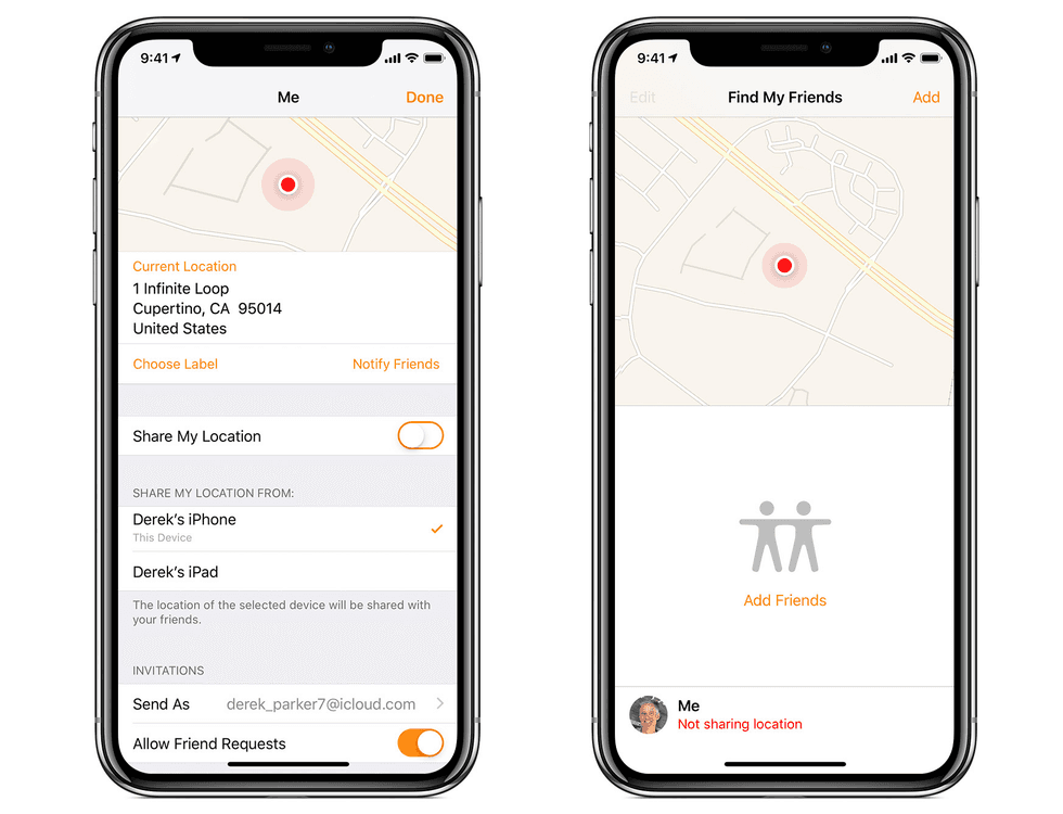 Find My Friends app for iPhone