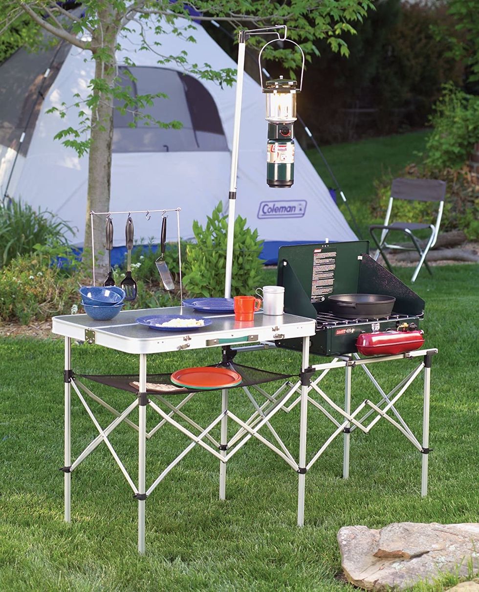 Folding camping kitchen work surface