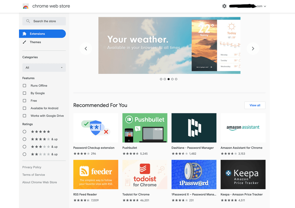 Google Chrome web store