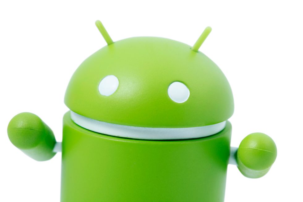 Green three-dimensional robot for Android