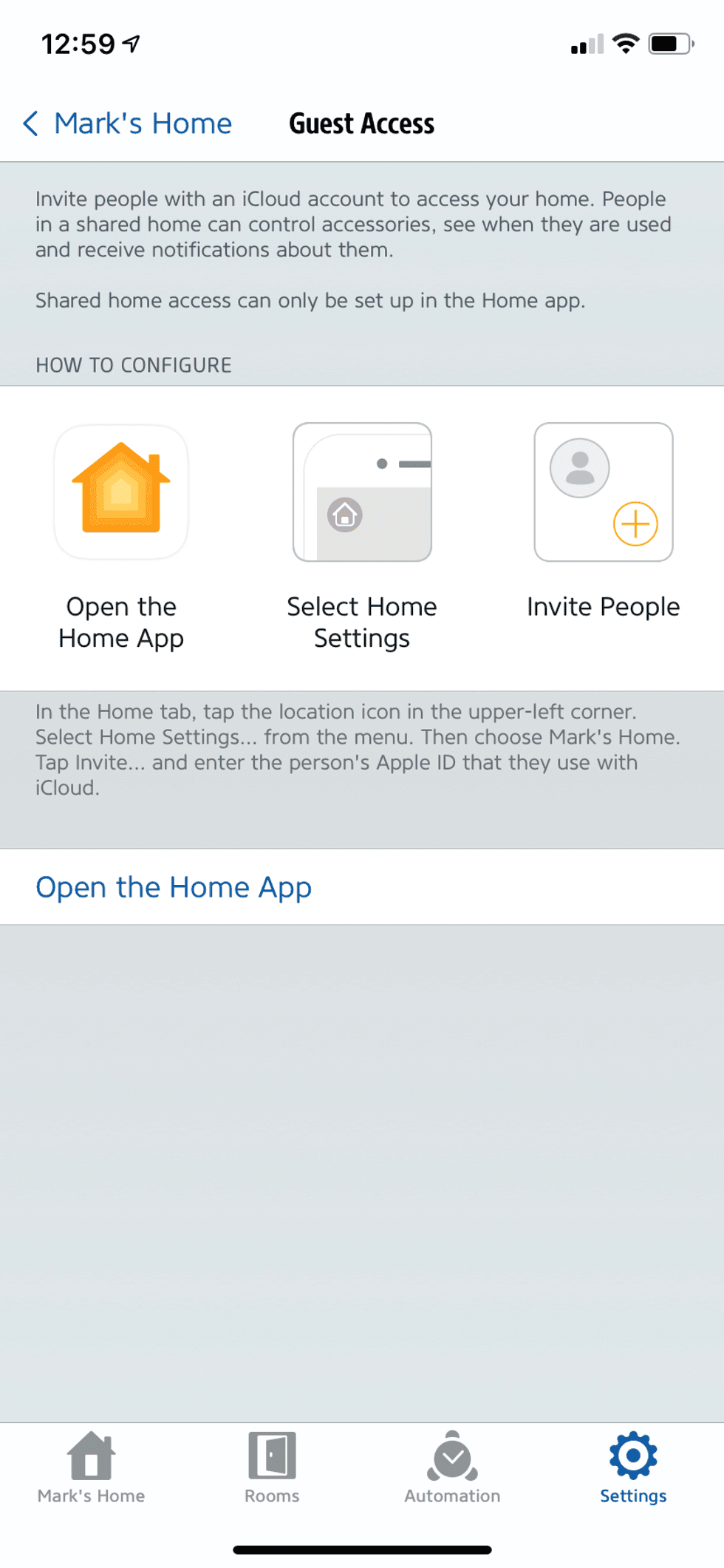 Guest access setup page in Eve app.